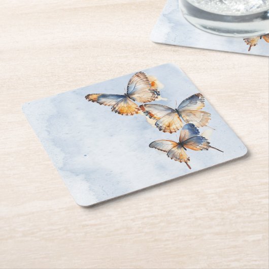 Hij geeft me vlinders blauw modern Vrijgezellenfee Kartonnen Onderzetters (Schuin)