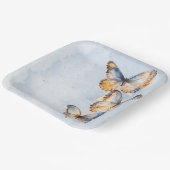 Hij geeft me vlinders blauw modern Vrijgezellenfee Papieren Bordje (Gebogen)