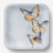 Hij geeft me vlinders blauw modern Vrijgezellenfee Papieren Bordje (Voorkant)