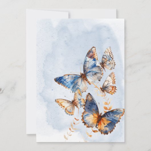 Hij geeft me vlinders blauw Vrijgezellenfeest Kaart (Achterkant)