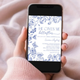 Hij geeft me vlinders blauw  Vrijgezellenfeest Kaart