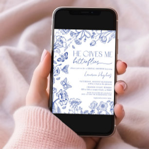 Hij geeft me vlinders blauw  Vrijgezellenfeest Kaart