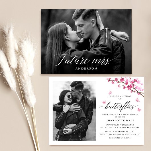 Hij geeft me vlinders bloemenroze Vrijgezellenfees Kaart