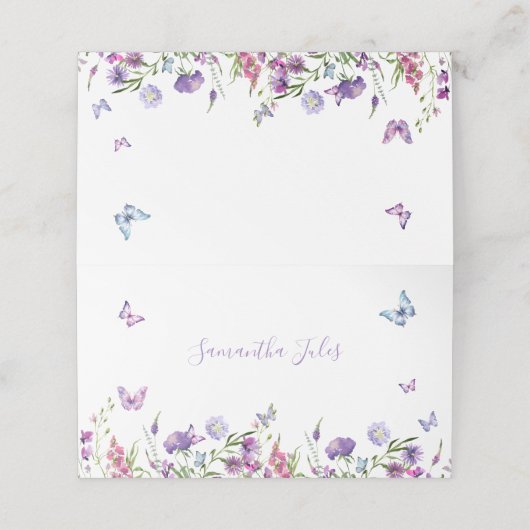 Hij geeft me vlinders bloemig Vrijgezellenfeest Plaatskaartje (Buitenkant ongevouwen)