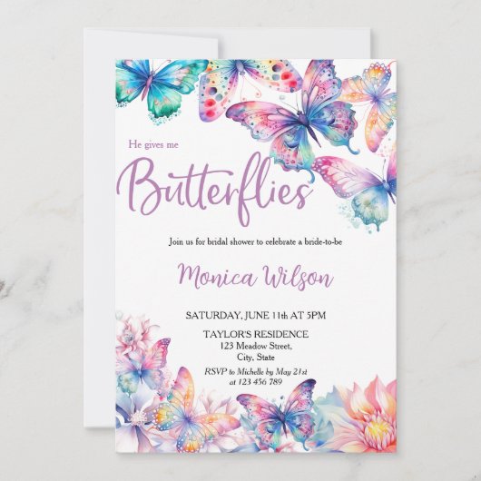 Hij geeft me vlinders botanische lentetuin kaart (Voorkant)