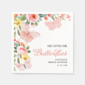 Hij Geeft Me Vlinders Bruidsfeest Bloemen Servet (Voorkant)