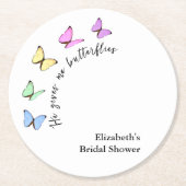 Hij Geeft Me Vlinders Bruidsfeest Ronde Kartonnen Onderzetter (Voorkant)