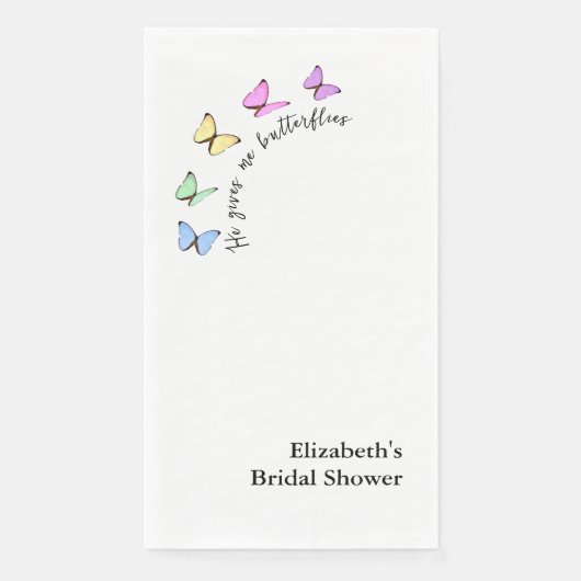 Hij Geeft Me Vlinders Bruidsfeest Servet (Voorkant)