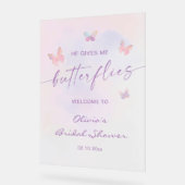 Hij Geeft Me Vlinders Bruidsfeest Verwelkoming Acryl Bord (Hoek)