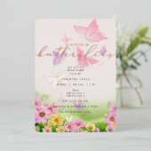 Hij Geeft Me Vlinders Bruidsmeisjes Bruiloft Feest Folie Uitnodiging (Staand Voorkant)