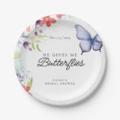 Hij Geeft Me Vlinders Bruiloft Feest Papieren Bordje (Voorkant)