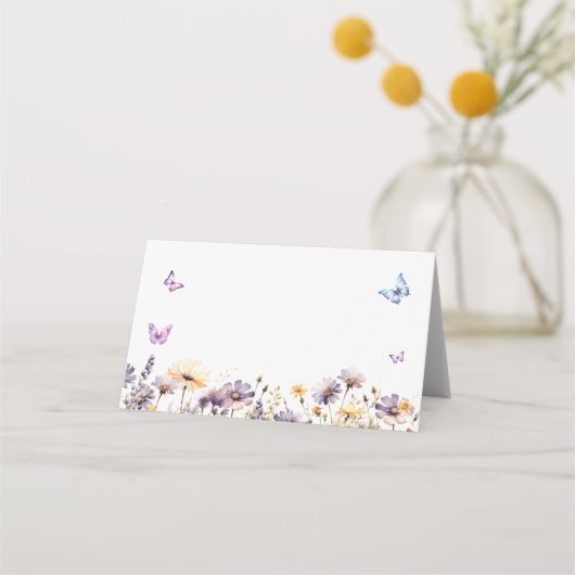 Hij Geeft Me Vlinders Bruiloft met Bloemen Plaatskaartje (Achterkant)