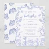 Hij geeft me vlinders Chinoiserie Vrijgezellenfees Kaart (Voorkant / Achterkant)