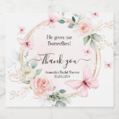 Hij geeft me vlinders douche gunst sprankelend sparkling wijnetiket (Enkel label)