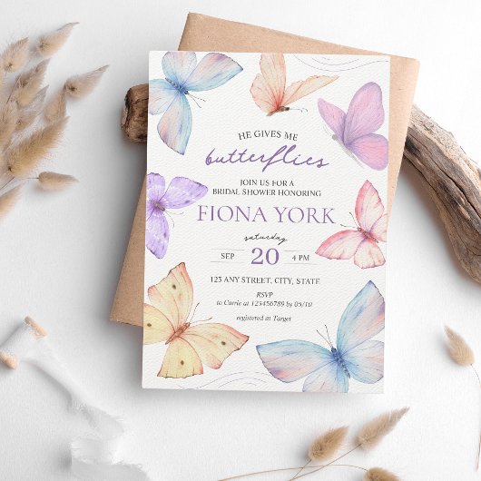 Hij geeft me vlinders | Elegant Vrijgezellenfeest Kaart