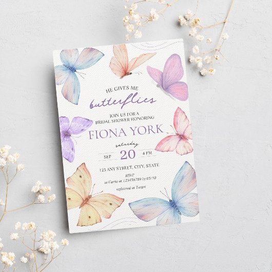 Hij geeft me vlinders | Elegant Vrijgezellenfeest Kaart