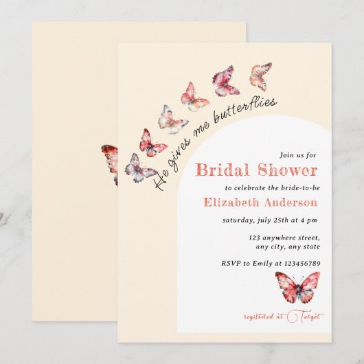 Hij geeft me vlinders elegant Vrijgezellenfeest Kaart (Voorkant / Achterkant)