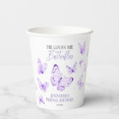 Hij Geeft Me Vlinders Lavendel Bruidsmeisjesfeest Papieren Bekers (Achterkant)