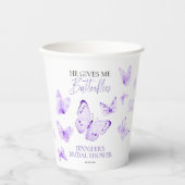 Hij Geeft Me Vlinders Lavendel Bruidsmeisjesfeest Papieren Bekers (Voorkant)