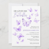 Hij geeft me vlinders lavendel Vrijgezellenfeest Kaart (Voorkant)