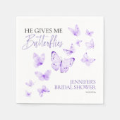 Hij geeft me vlinders | Lavendel Vrijgezellenfeest Servet (Voorkant)