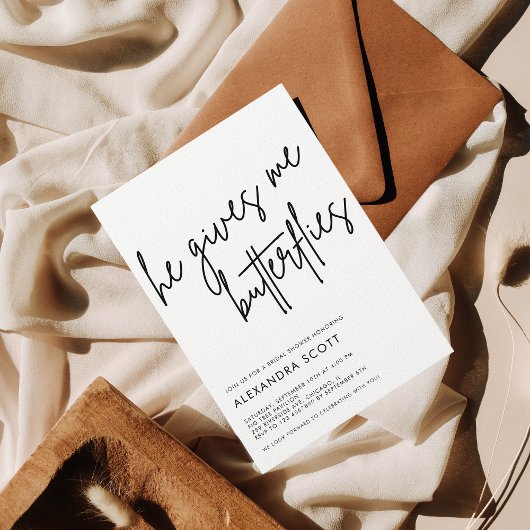 Hij geeft me vlinders minimalistisch Vrijgezellenf Kaart