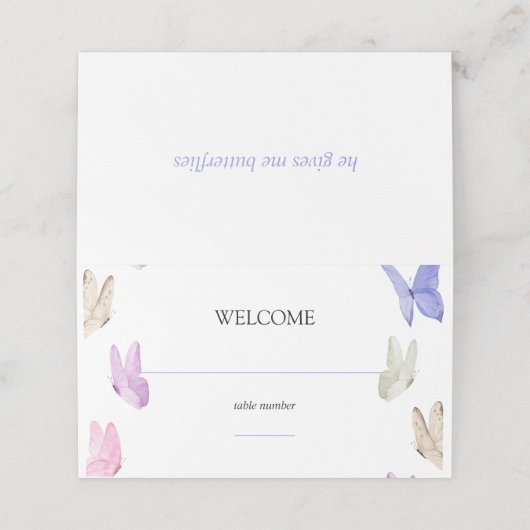 Hij geeft me vlinders minimalistisch Vrijgezellenf Plaatskaartje (Buitenkant ongevouwen)