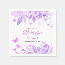 Hij Geeft Me Vlinders Paarse Bruidsmeisjes Bruilof Servet