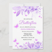 Hij geeft me vlinders Paarse Vrijgezellenfeest Kaart (Voorkant)