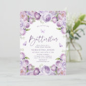 Hij geeft me vlinders Paarse Vrijgezellenfeest Kaart (Staand voorkant)