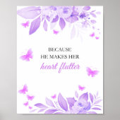 Hij geeft me vlinders Paarse Vrijgezellenfeest Poster (Voorkant)