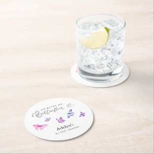 Hij geeft me vlinders ronde kartonnen onderzetter