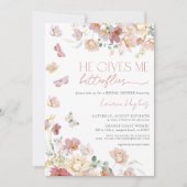 Hij geeft me vlinders roze bloemig Vrijgezellenfee Kaart (Voorkant)