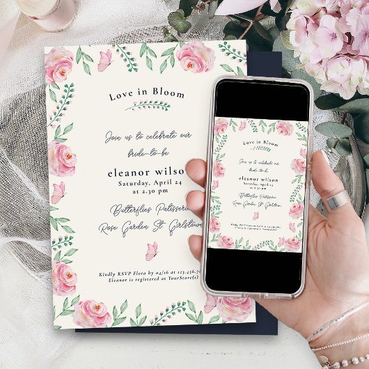 Hij geeft me vlinders roze bloemig Vrijgezellenfee Kaart