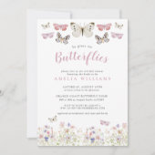 Hij geeft me vlinders roze bloemig Vrijgezellenfee Kaart (Voorkant)