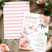 Hij Geeft Me Vlinders Roze Blush Bruidsfeest Kaart