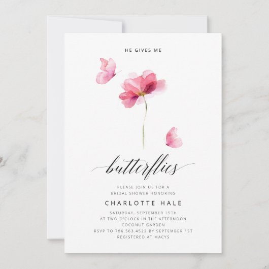 Hij geeft me vlinders roze Vrijgezellenfeest Kaart (Voorkant)