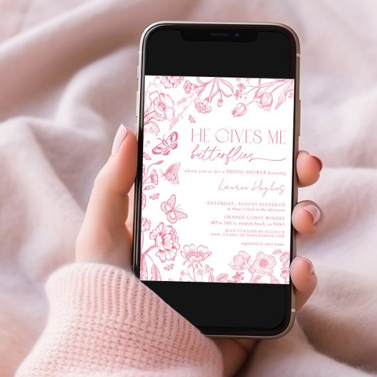 Hij geeft me vlinders roze Vrijgezellenfeest Kaart