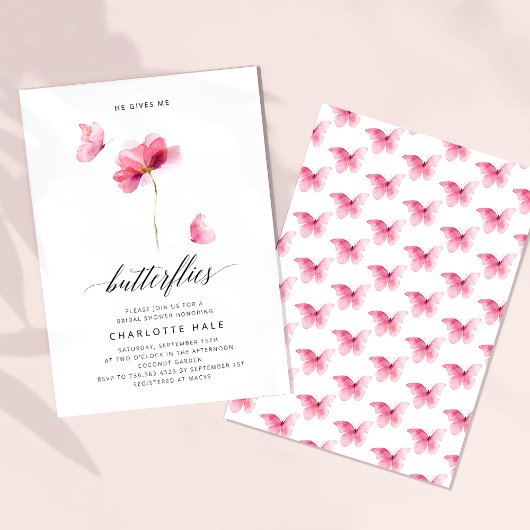 Hij geeft me vlinders roze Vrijgezellenfeest Kaart