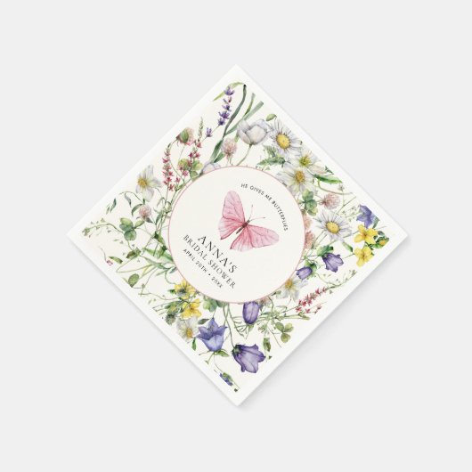 Hij geeft me vlinders roze Vrijgezellenfeest Servet (Hoek)