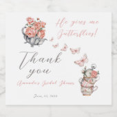 Hij Geeft Me Vlinders Thee Bloemrijke Bruiloft Fav Sparkling Wijnetiket (Enkel label)