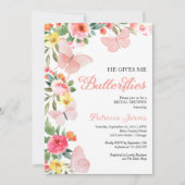 Hij geeft me vlinders Vrijgezellenfeest bloemen Kaart (Voorkant)