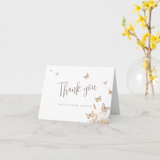 Hij geeft me vlinders Vrijgezellenfeest dank je Kaart (Gele Bloem)