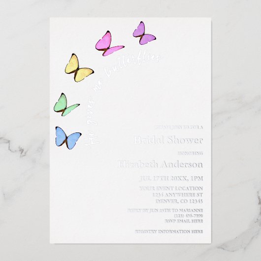 Hij geeft me vlinders Vrijgezellenfeest Folie Uitnodiging (Voorkant)