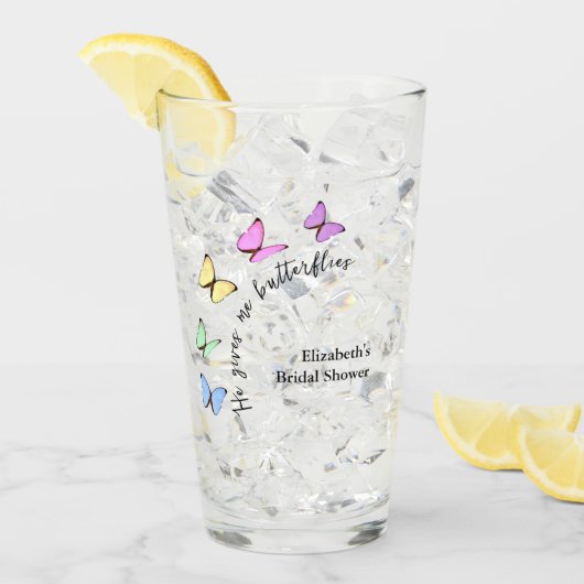 Hij geeft me vlinders Vrijgezellenfeest Glas (Voorkant ijs)