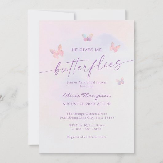 Hij geeft me vlinders Vrijgezellenfeest Kaart (Voorkant)