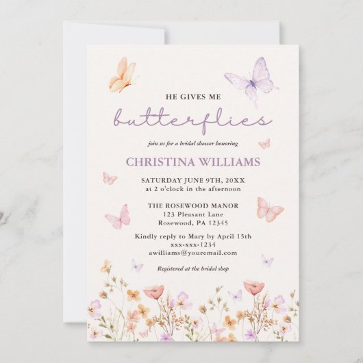 Hij geeft me vlinders Vrijgezellenfeest Kaart (Voorkant)