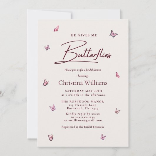 Hij geeft me vlinders Vrijgezellenfeest Kaart (Voorkant)