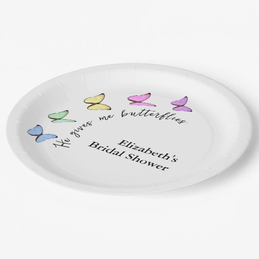 Hij geeft me vlinders Vrijgezellenfeest Papieren Bordje (Gekanteld)