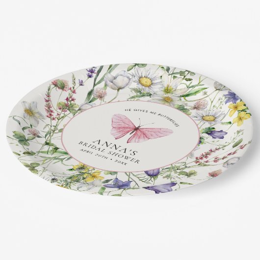 Hij geeft me vlinders Vrijgezellenfeest Papieren Bordje (Gekanteld)